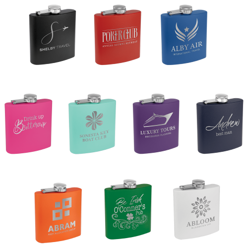 6 oz. Powder Coated Stainless Steel Flasks