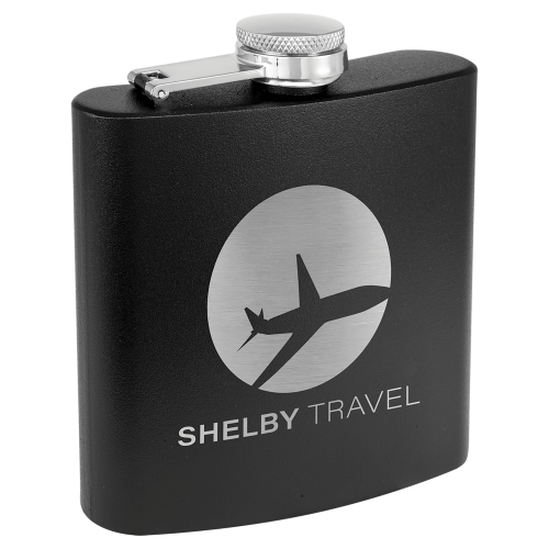 6 oz. Powder Coated Stainless Steel Flasks, Color: Black