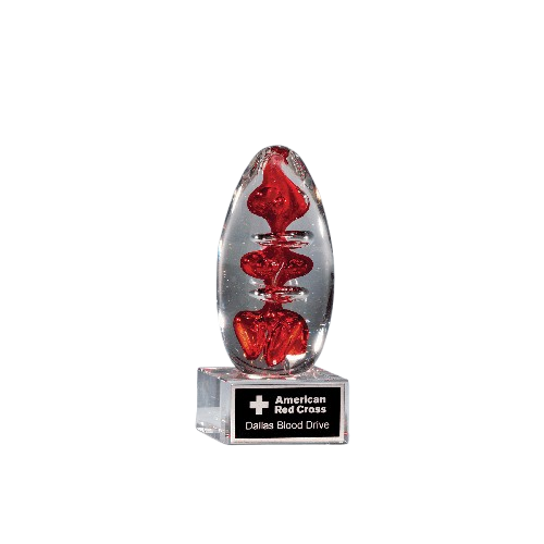 5 1/4" Red Egg Shaped Art Glass