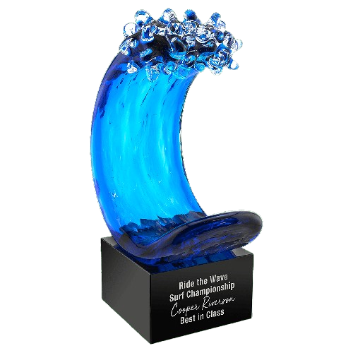 8 1/2" Blue Wave Art Glass