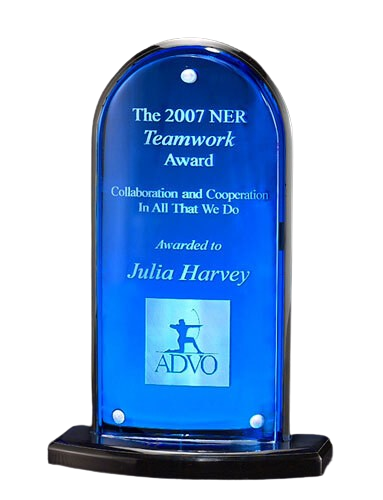 ACRYLIC AWARD WITH BLUE BACKGROUND