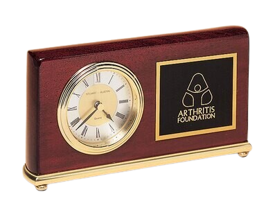 ROSEWOOD WITH BRASS BASE DESK CLOCK