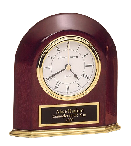 ROSEWOOD & BRASS BASE DESK CLOCK