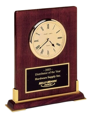 ROSEWOOD WITH GOLD METAL DESKTOP CLOCK