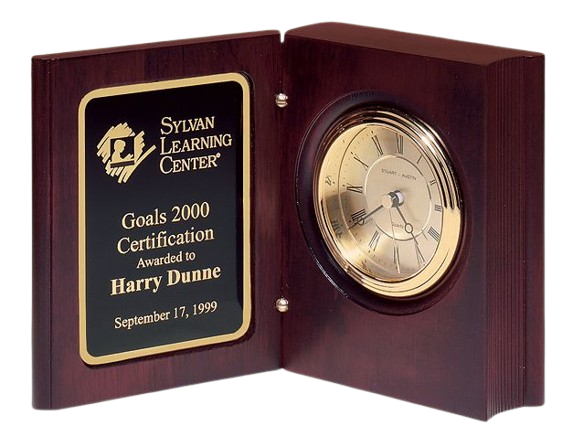 Large Hand-Rubbed Mahogany Book Clock