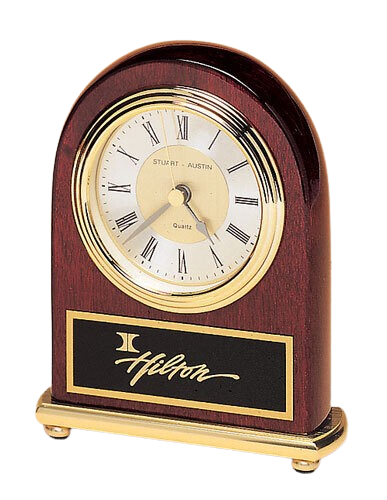 ROSEWOOD WITH BRASS BASE DESK CLOCK