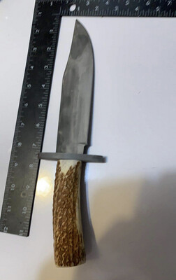7 inch satin Brush finish Bowie 1095 Steel. With Sheath. Custom Made Order