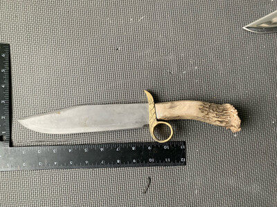 9 Inch 1095 Steel Blade Bowie Elk Antler Made To Order