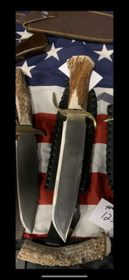 17 Inch Elk Antler Bowie. 1095 Steel Made To Order