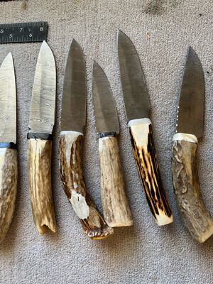 4.5 Dinnerware Steak Knives Damascus Antler Made To Order