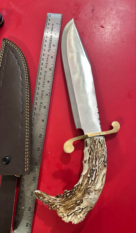 Civil War Bowie Knife Style 10 Inch Blade Stainless Steel Elk Antler Handle