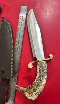 Civil War Bowie Knife Style 10 Inch Blade Stainless Steel Elk Antler Handle