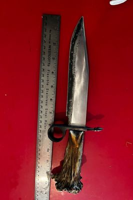 Ijk Bowie Knife Mirror Finish Gun Blu Patina, 1095 Carbon steel . 8 Inch Blade