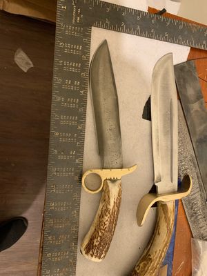 Design Your Own 1095 Steel Acid Wash Antler Handle Bowie Knife