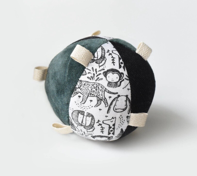 Taggy Ball With Rattle - Wild Print