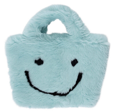 Faux Fur Fuzzy Smile Face Bag