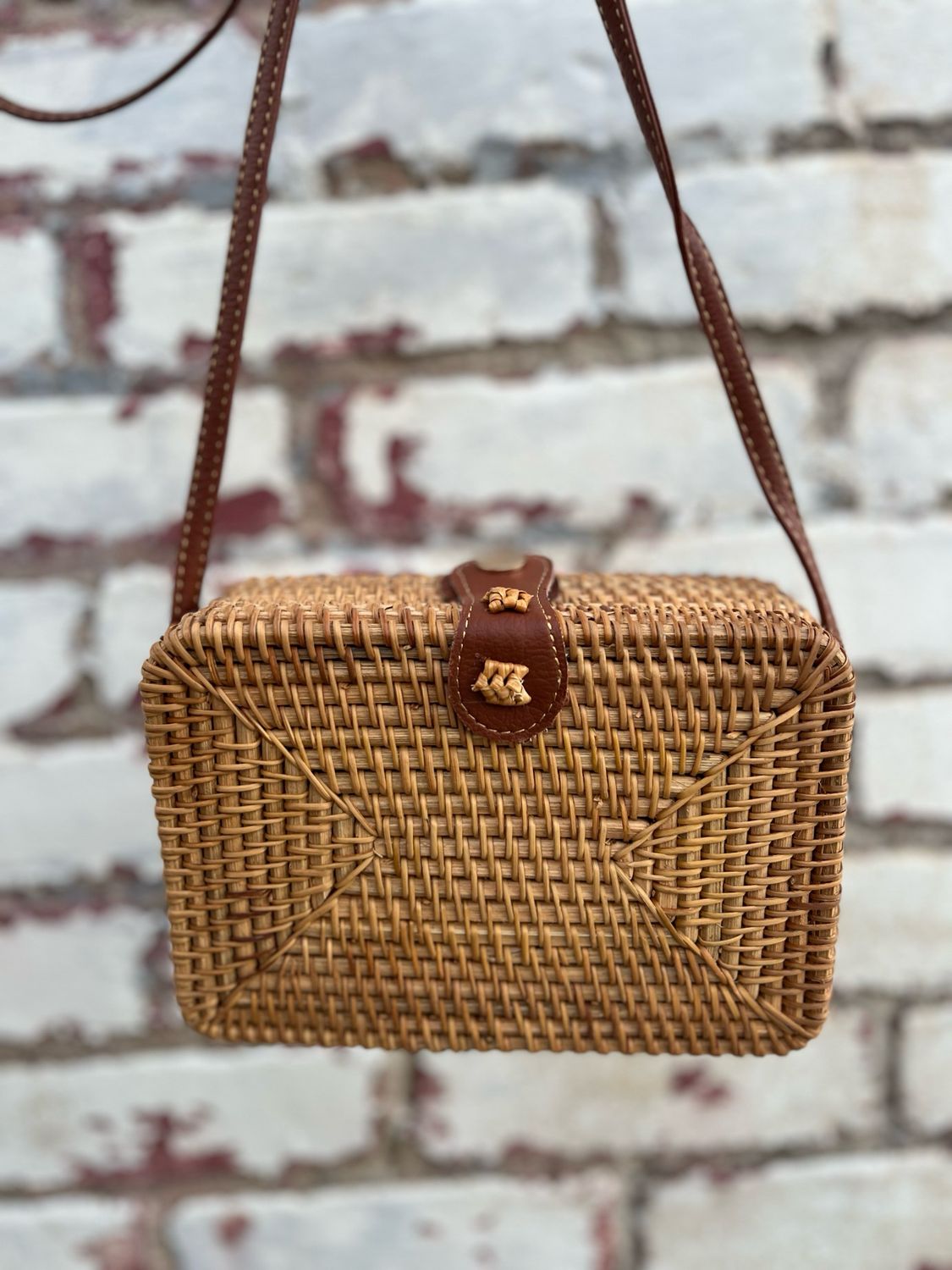 Square Cross Body Bag Rattan