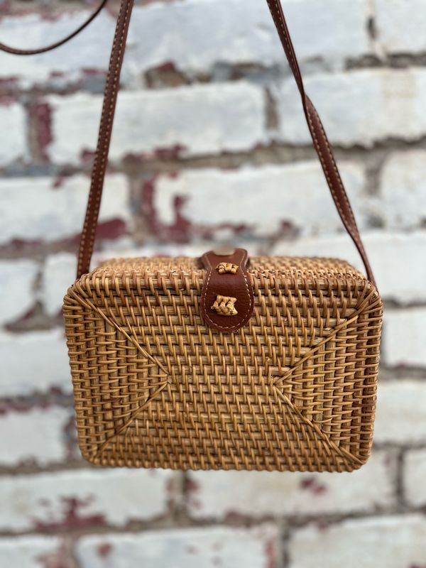 Square Cross Body Bag Rattan