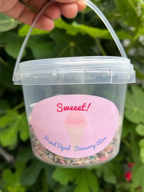 Hand Dyed Sensory Rice Bucket