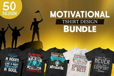 50 Editable Motivational Tshirt Design Bundle