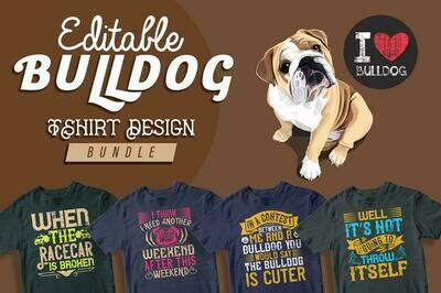50 Editable Bulldog T-shirt Design Bundle