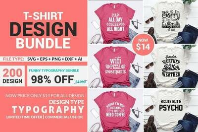 200 Fabulous, Print Ready T-Shirt Designs
