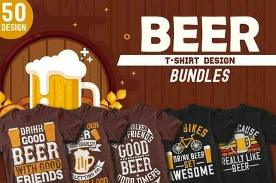 50 Editable Beer T-shirt design bundle