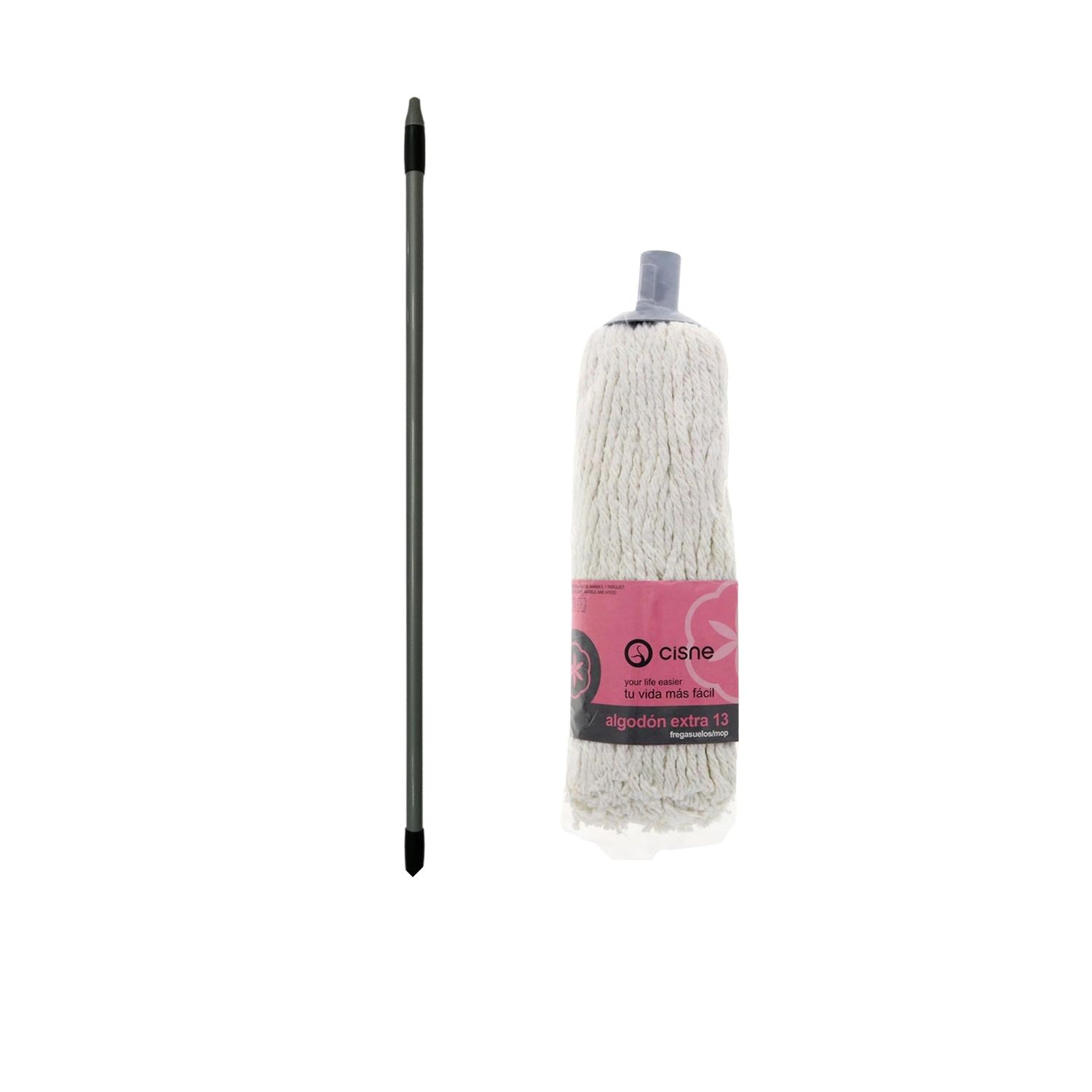 Set Fregasuelos Algodón N 13 + Mango Gris