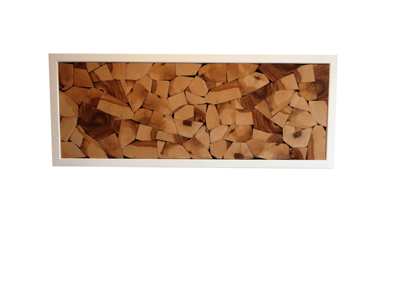 Wandbild "Holzstapel "weißer Rahmen
