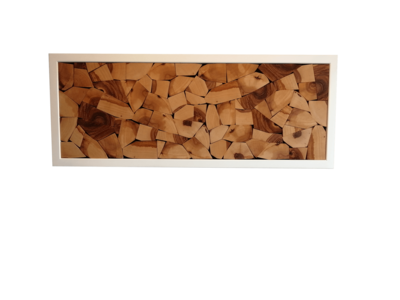 Wandbild "Holzstapel "weißer Rahmen