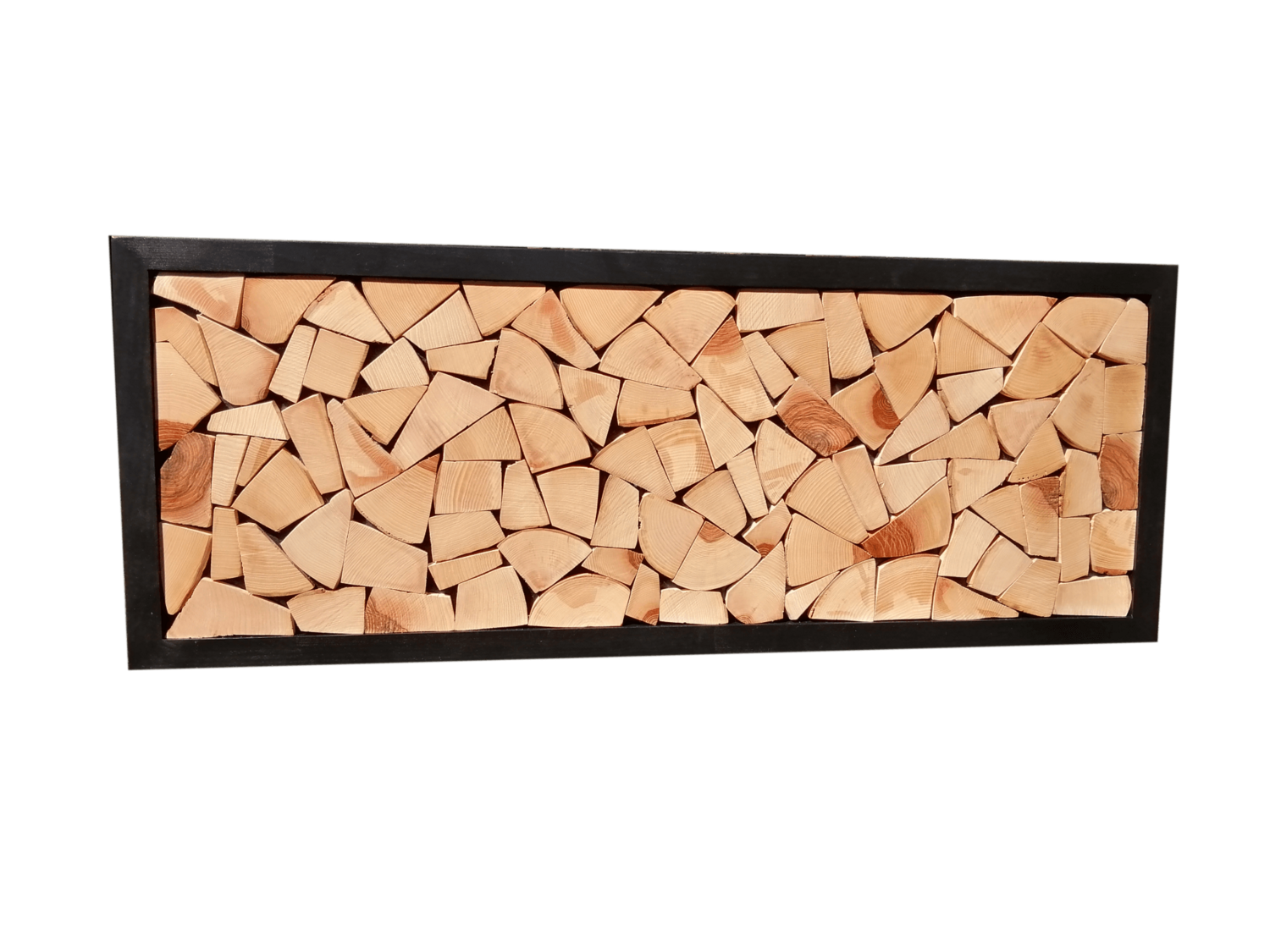 Wandbild " Holzstapel "schwarzer Rahmen