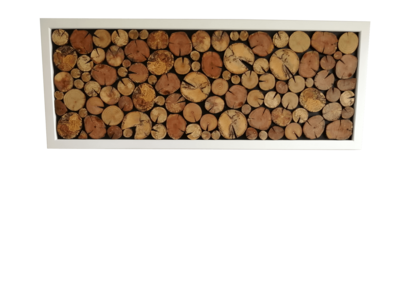 Wandbild Wandbild " Runde Holzscheiben "weißer Rahmen