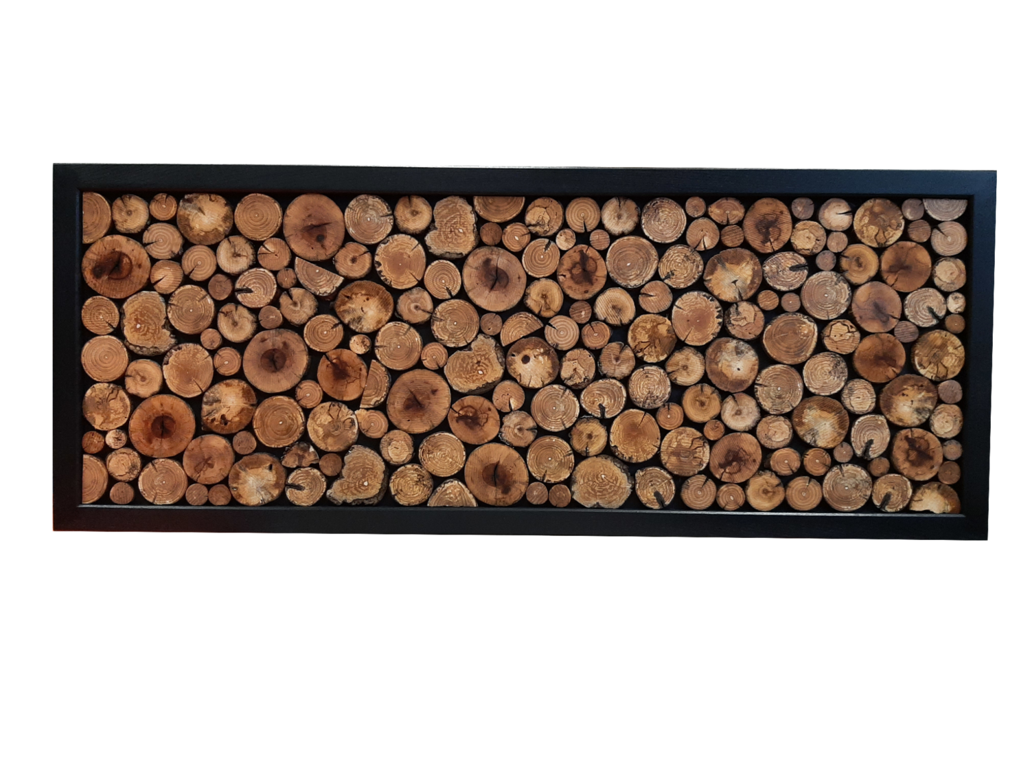 Wandbild " Runde Holzscheiben "schwarzer Rahmen