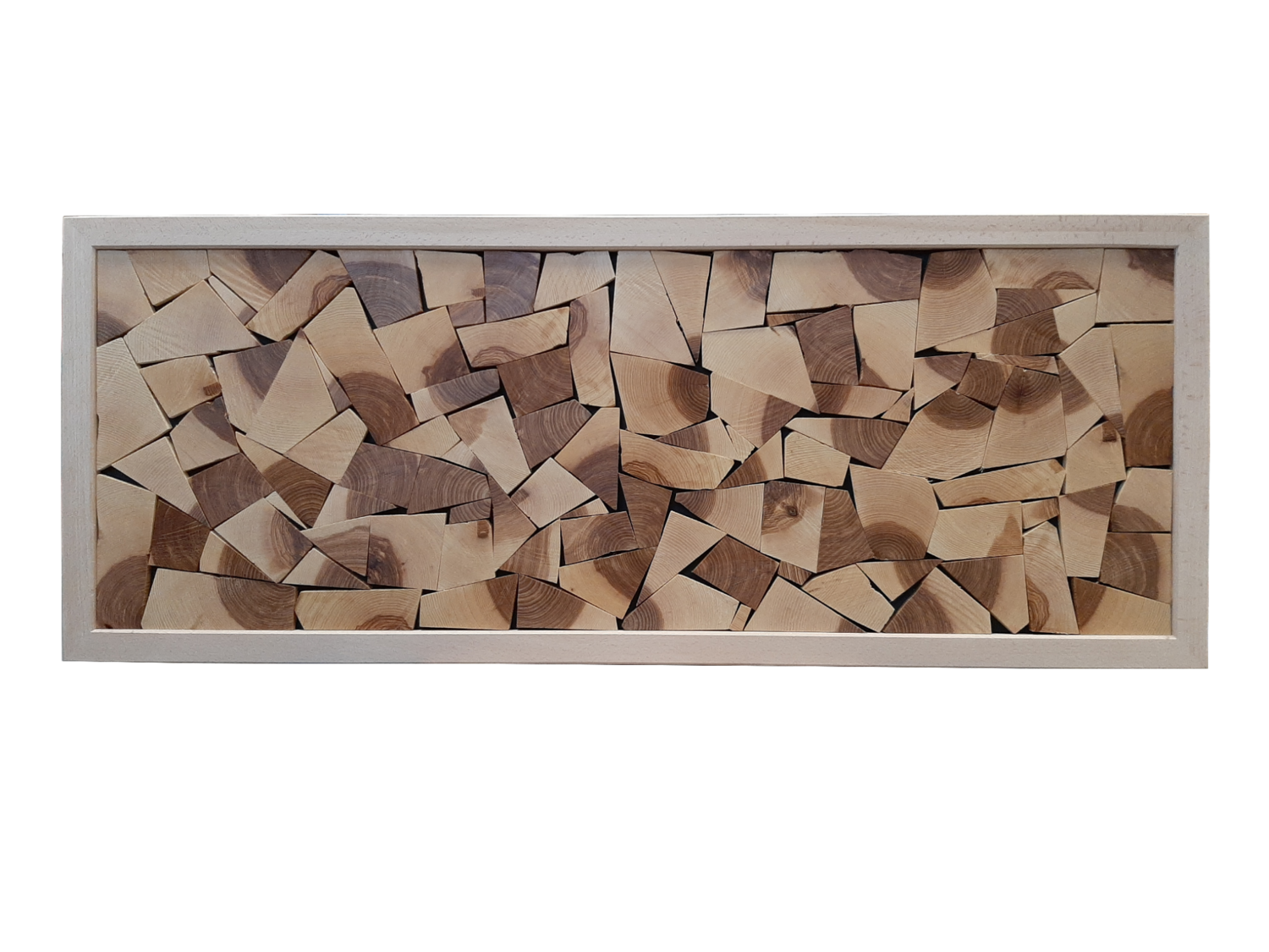Wandbild" Holzstapel  " Rahmen aus Buche Natur