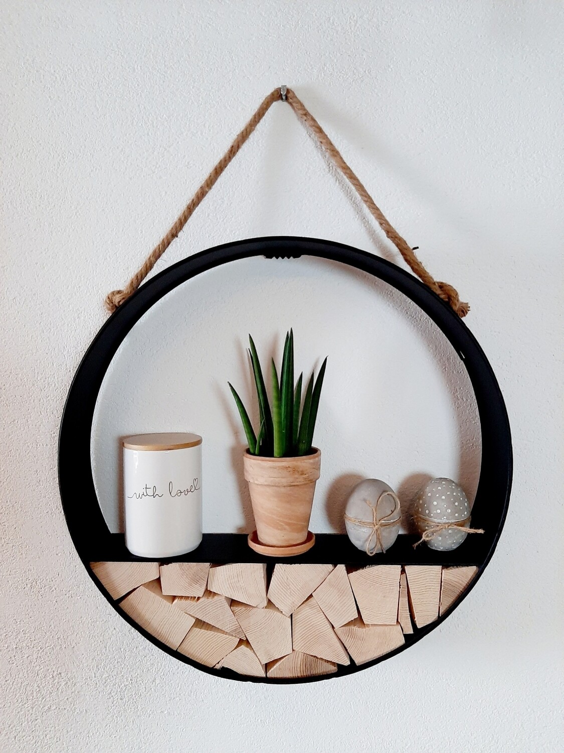 Wandregal Rund 55cm Holzscheite