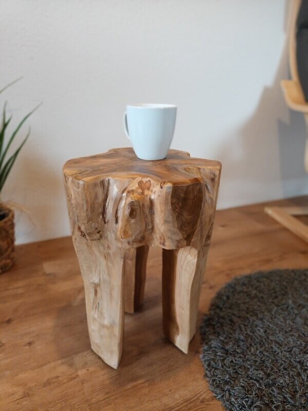 Teakholz Hocker 3-Bein