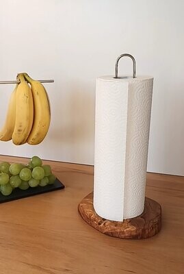 Küchenrollenhalter aus Edelstahl und Olivenholz Küchenrollenhalter aus Edelstahl und Olivenholz