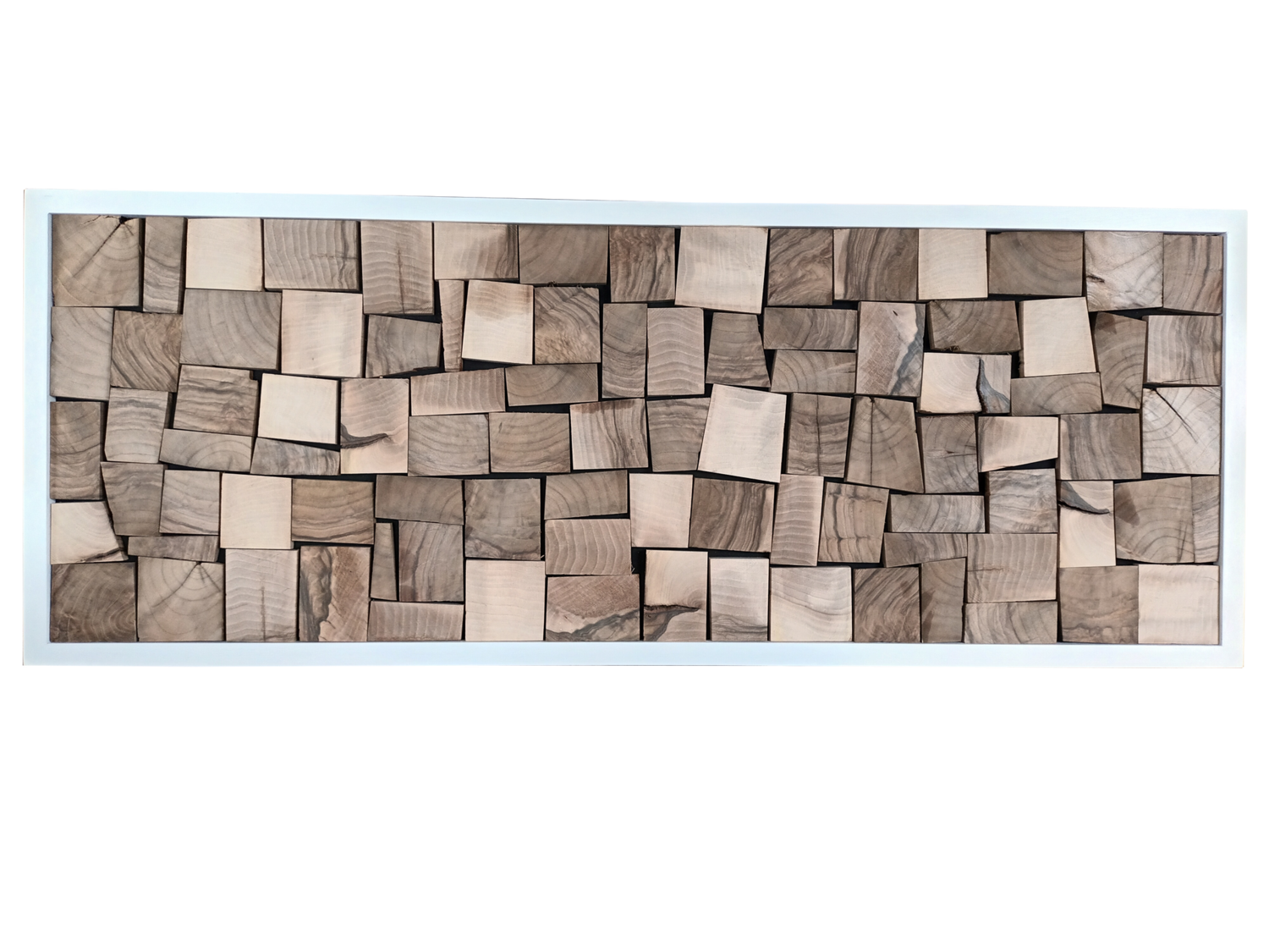 Wandbild" Edelholz Nuss " Rahmen aus Buche weiß lackiert
