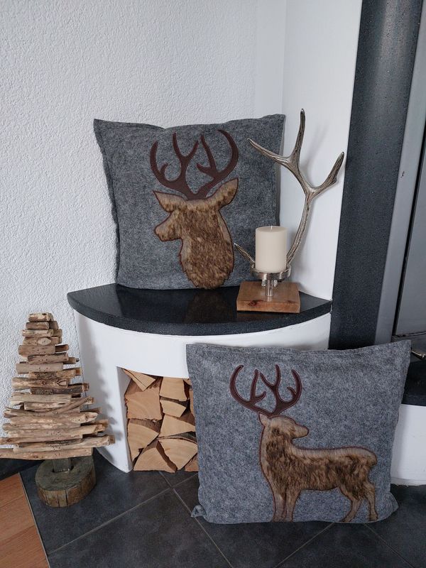 Filz-Kissen Filz-Kissen "Hirsch" 45x45 mit Reißverschluss