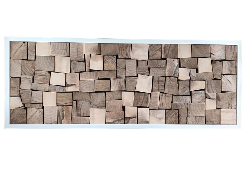 Wandbild Wandbild" Edelholz Nuss " Rahmen aus Buche weiß lackiert