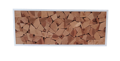 Wandbild "Holzstapel "weiß mit schmalem Rahmen