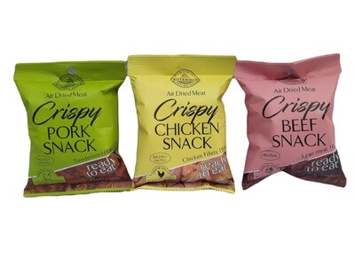 Crispy Meat Snack - 100% Real Meat , 85% Protein , 6 bags x 25g
