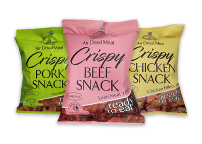 Crispy Meat Snack - 100% Real Meat , 85% Protein , 6 bags x 25g-Keto,Low carb