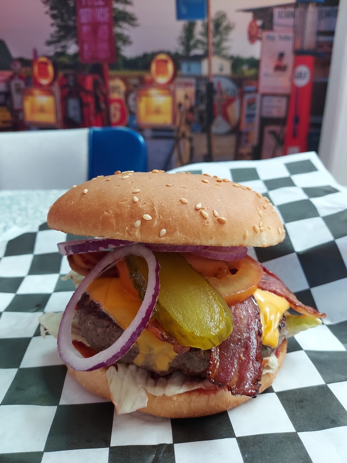 Bison bacon cheeseburger