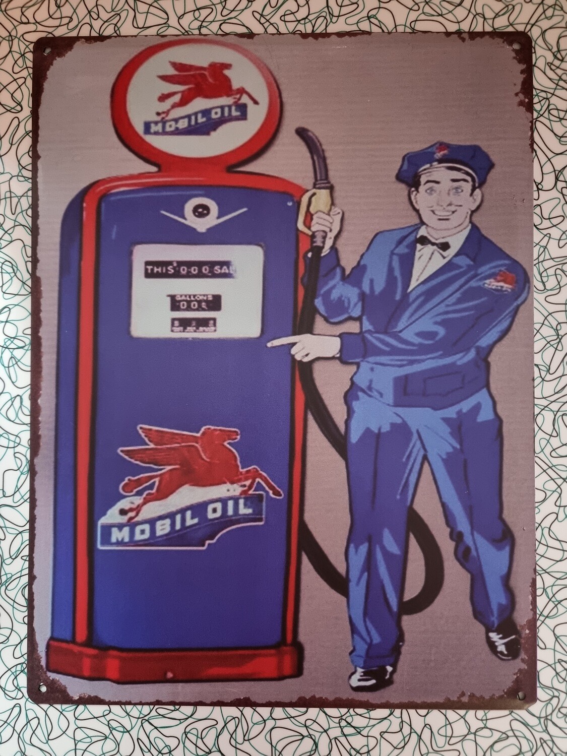 Plaque blue gas pump