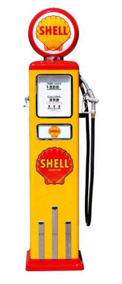 Colonne à essence Shell jaune