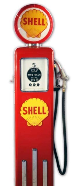 Colonne à essence Shell rouge