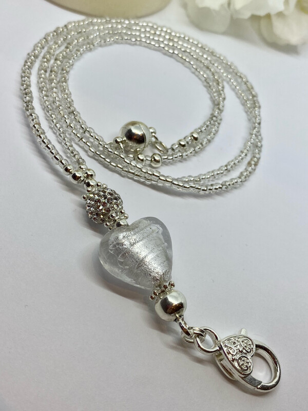 Diamond White Heart Lanyard