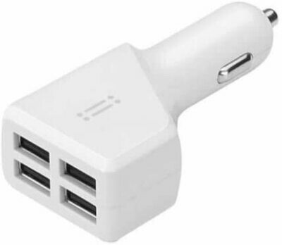 aiino - Caricatore da Auto 4 Porte USB 4.8A, Caricatore da Auto USB, Caricatore da Auto USB Universale, Caricatore Compatibile con iPhone X/8/7/6, iPad, Samsung S9/S8/S7, Huawei, Honor - Bianco