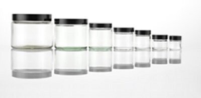 Clear Glass Jars with Black Caps 60ml